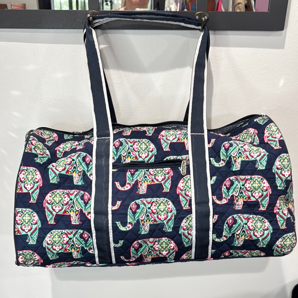 N. Gil Navy Quilted‎ Elephant Boho Duffle Bag NWOT